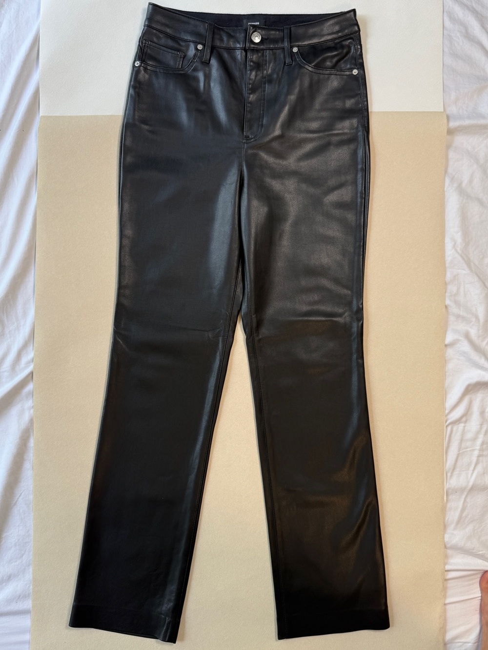 Express Super High-Rise 90s Slim Faux Leather Straight-Leg Pants - 8R